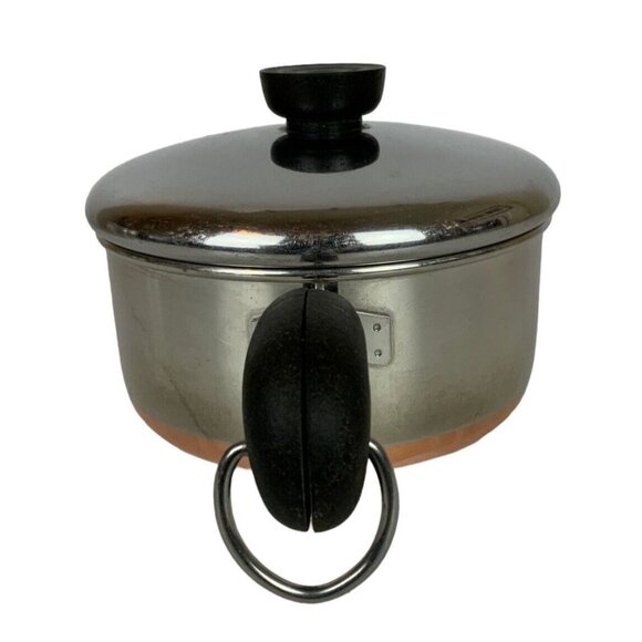 Revere Ware 1.5qt Copper Clad Stainless Steel Saucepan Lid Riverside CA Pre 1968 - Picture 3 of 9